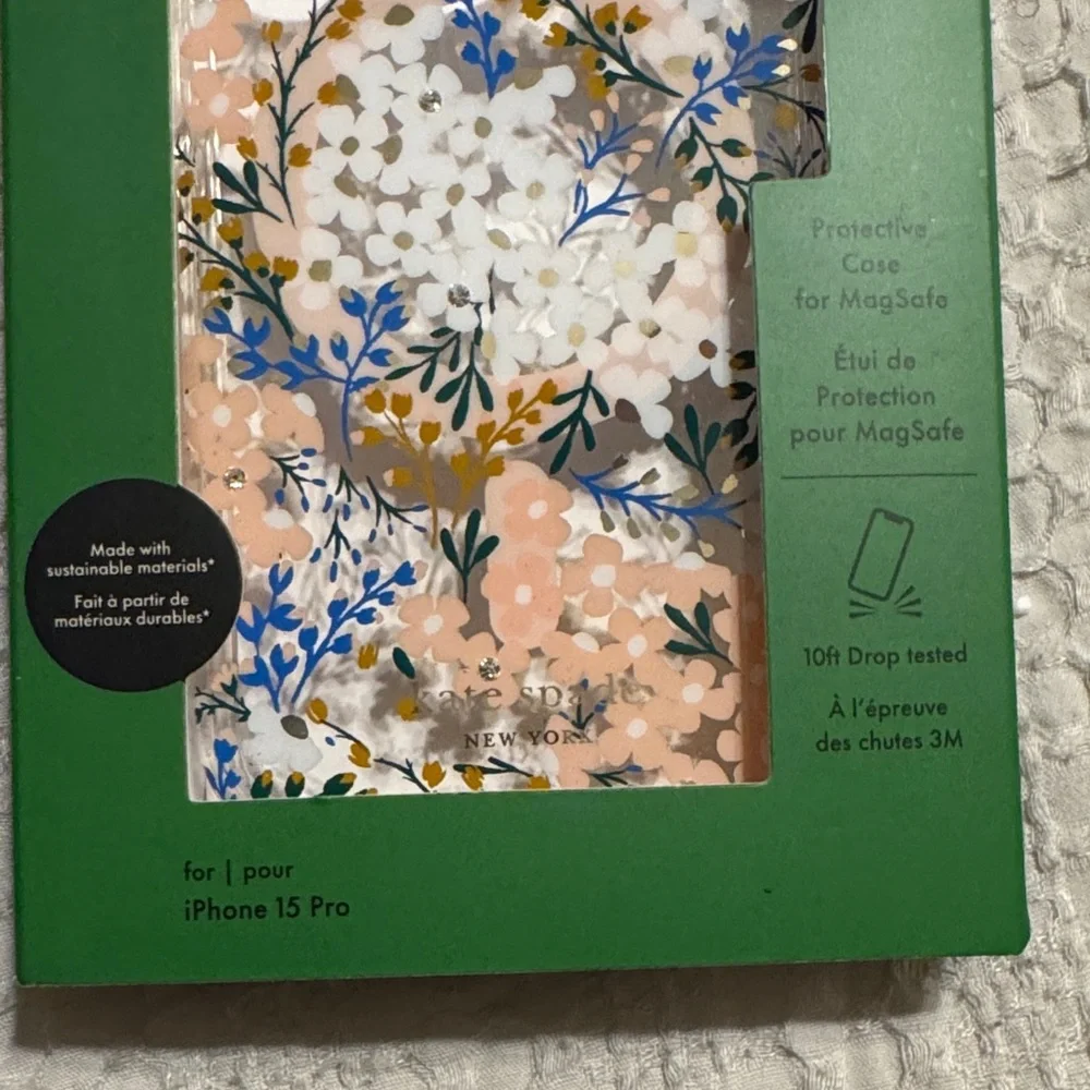 Kate Spade iPhone 15 Pro Case - Blue and Cream Floral